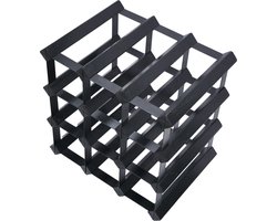 Vinata Cervo wijnrek - zwart - 12 flessen - wijnrekken - flessenrek - wijnrek hout metaal - wijnrek staand - wijn rek - wijnrek stapelbaar - wijnfleshouder - flessen rek