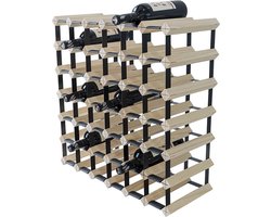 Vinata Esino wijnrek - blank - 42 flessen - wijnrekken - flessenrek - wijnrek hout metaal - wijnrek staand - wijn rek - wijnrek stapelbaar - wijnfleshouder - flessen rek