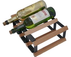 Vinata Liro wijnrek - mahonie - 6 flessen - wijnrekken - flessenrek - wijnrek hout metaal - wijnrek staand - wijn rek - wijnrek stapelbaar - wijnfleshouder - flessen rek