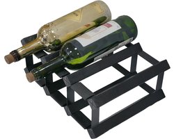 Vinata Liro wijnrek - zwart - 6 flessen - wijnrekken - flessenrek - wijnrek hout metaal - wijnrek staand - wijn rek - wijnrek stapelbaar - wijnfleshouder - flessen rek