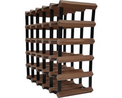 Vinata Marano wijnrek - mahonie - 30 flessen - wijnrekken - flessenrek - wijnrek hout metaal - wijnrek staand - wijn rek - wijnrek stapelbaar - wijnfleshouder - flessen rek