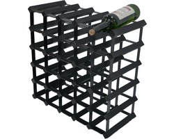 Vinata Marano wijnrek - zwart - 30 flessen - wijnrekken - flessenrek - wijnrek hout metaal - wijnrek staand - wijn rek - wijnrek stapelbaar - wijnfleshouder - flessen rek