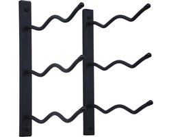 Vinata Ofanto wijnrek muur dubbel - zwart - 6 flessen - wijnrekken - flessenrek - wijnrek metaal - wijnrek wand - wijn rek - wijnrek hangend - wijnfleshouder - flessen rek