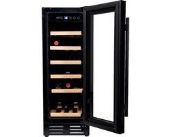 Vinata Premium Wijnkoelkast Tenibres - Vrijstaand en Onderbouw - Zwart - 18 flessen - 82 x 29.5 x 57.5 cm - Glazen deur