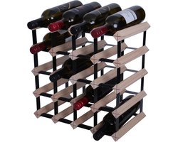 Vinata Savena wijnrek - blank - 20 flessen - Wijnrekken - Flessenrek - Wijnrek hout metaal - Wijnrek staand - Wijn rek - Wijnrek stapelbaar - Wijnfleshouder - Flessen rek