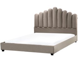 VINCENNES - Bed - Taupe - 160 x 200 cm - Fluweel