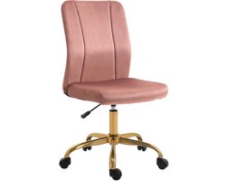 Vinsetto-bureaustoel-fluweel (100% polyester)-56x60x102cm-roze, goud