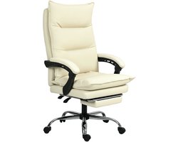 Vinsetto-Bürostuhl-Kunststoff, Kunstleder-66B x 72T x 122-130H cm-Beige
