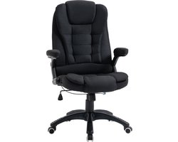 Vinsetto Kantoorstoel computerstoel, ontspannen achterover liggen in hoogte verstelbare bureaustoel ergonomisch 360 ° schuimstof PP-kunststof linnen look polyester zwart 64 x 64 x 100-109,5 cm