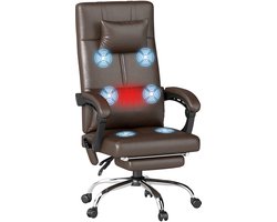 Vinsetto Massage Bureaustoel Kunstleer, schuim 66L x 67B x 115-123H cm Koffiebruin