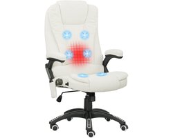 Vinsetto Massage Bureaustoel Linnenimitatie (100% polyester), schuim 67B x 74D x 107-116H cm Crèmewit