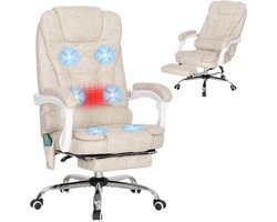 Vinsetto Massagebureaustoel-Microvezel (100% polyester), schuim-65B x 70D x 111-119H cm-Crèmewit