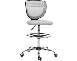 Vinsetto-Staande bureaustoel-59x59x126cm-Mesh (100% polyester)-Lichtgrijs