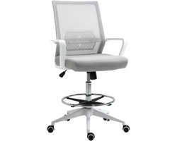 Vinsetto staande bureaustoel - stof - 64x59x124cm - grijs