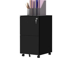 Vinsetto verrijdbare archiefkast - 2 laden - op wielen - zwart