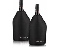 Vinsoir Wijn Koelsleeve - Wijnkoeler universeel 75cl - Zwart - Tot 3 uur koud zonder ijs - Voor onderweg - Wijnkoeler