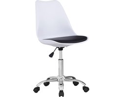 Vintage 19 draaistoel Scandinavische stijl voor studio kantoor jeugdtafel met wielen ideaal voor telewerk bureaustoel met gas zitting wit
