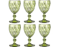 Vintage 6-delige wijnglas set met glazen en waterglazen