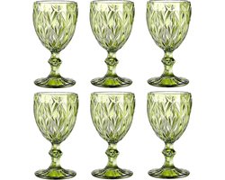 Vintage 6-delige wijnglas set met glazen en waterglazen