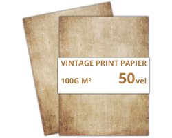 Vintage A4 Papier Antiek / Perkament – 50 vellen – 100 g/m² – Printpapier/Briefpapier - Beschrijfbaar & Printbaar