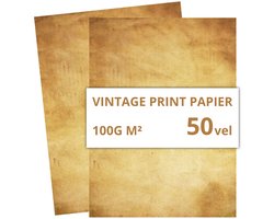 Vintage A4 Papier Perkament look – 50 vellen – 100 g/m² – Printpapier/Briefpapier - Beschrijfbaar & Printbaar