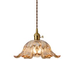 Vintage amber/oranje hanglamp – champagnegoud – voor keukeneiland-Belle's product