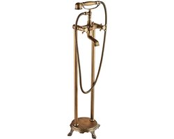 Vintage antieke badkraan-vrijstaande badkraan met handdouche-messing badmengkraan-vrijstaande badkraan-dubbele handgreep badmengkraan