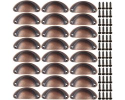 Vintage antieke keukenkast deurkast lade shell trekgrepen - metalen keuken ladekast deurgreep - meubels knoppen handwerk kast antieke schelp trekhandgrepen 24 stuks (rood brons)
