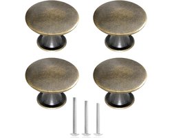 Vintage Antieke Messing Kastknoppen - 4 Stuks - 30mm - Meubelaccessoires voor Laden, Kasten en Keuken