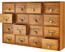 Vintage apotheekkast met 16 lades - Houten bureau organizer voor sieraden, make-up en gereedschap
