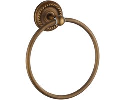 Vintage badkameraccessoires, handdoekringen, geel, koper, messing, brons