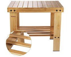 Vintage Bamboe Voetenbankje en Kruk - Antislip, Multifunctioneel, 39x25x34 cm