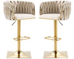 Vintage barkruk met rugleuning en voetenbankje Eetkamerstoel op barhoogte voor keukeneiland Eetkamer Bartafel Potluck Party Loungegedeelte