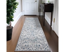 Vintage Bloemen Deurmat en Vloerkleed (60x150 cm) - Antislip, Dunne, Wasbare Entree Runner