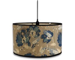 Vintage Bloempatroon Lampenkap - 30 cm Diameter voor Tafellamp en Vloerlamp - Blauw Decoratief