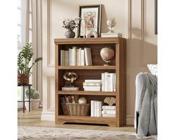 Vintage Boekenkast 3 Lagen - 60x29.5x100cm - Verstelbare Planken - Kantelbeveiliging - Open Opbergkast - Voor Woonkamer Kantoor - Bruin