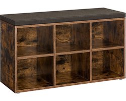 Vintage bruin-kastanjebruine schoenenbank - opbergbank - spaanplaat, schuim - 136 kg statisch draagvermogen - 30 cm x 87 cm x 48 cm