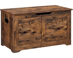 Vintage Bruine Schoenenbank - Ingangsbank - Opbergbank - Spaanplaatmateriaal - 40cm x 80cm x 46cm - Max. Statisch draagvermogen 136 kg - Max. Statisch draagvermogen van binnencompartiment 60 kg
