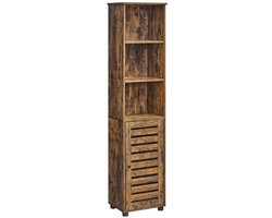 Vintage bruine spaanplaat hoge kast - opbergeenheid - kast - anti-kantelapparaat - 40 cm x 30 cm x 167 cm - Organiseer uw ruimte - Stevige constructie - Eenvoudige montage