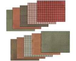 Vintage Buffalo Plaid Tartan Stof 10 Stuks - Retro Gingham Patchwork Bundels voor Kerstmis, Quilten en DIY Creaties
