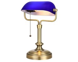 Vintage Bureaulamp met Verstelbare Glazen Schaduw - Ideaal voor Thuiskantoor