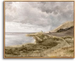 Vintage Canvas Schilderij - Deense Kust Wanddecoratie voor Woonkamer