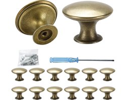 Vintage Chic Antieke Messing Kastknoppen - 12 Stuks Ronde Kastknoppen voor Keuken en Meubels