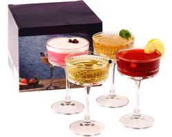 Vintage Coupe Glazen Set van 4 - Multifunctionele Champagne, Cocktail en Martini Glazen