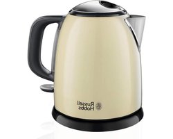 Vintage Cream Mini Waterkoker - Snelkookfunctie - RVS - Hoogglans - 2400 Watt - 1L