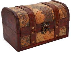 Vintage decoratieve sieradendoos - prachtige opbergdoos antieke schatkist houten kist voor trompetkaart .