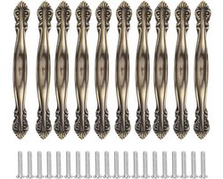 Vintage Deurknoppen 10 Sets Retro Stijl Bronzen Handgrepen voor Kast Hardware Antiek Koper Deuren voor Dressoir, Lade en Kledingkast in Huis en Kantoor