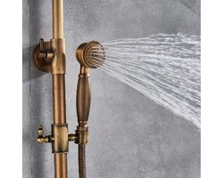 Vintage Douche Systeem – Douche Set – Regendouche – Handdouche – Douchearmatuur – Antiek Messing – 360° Draaibare Douchekop – Duurzaam En Waterbestendig