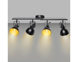 Vintage Draaibare Plafondspot LED 4 Lampen E14 Zwart Mat Goud