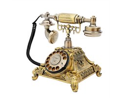 Vintage Draaischijf Telefoon – Antieke Retro Tafeldecoratie – Goud – Klassiek Design voor Woonkamer, Kantoor of Cadeau